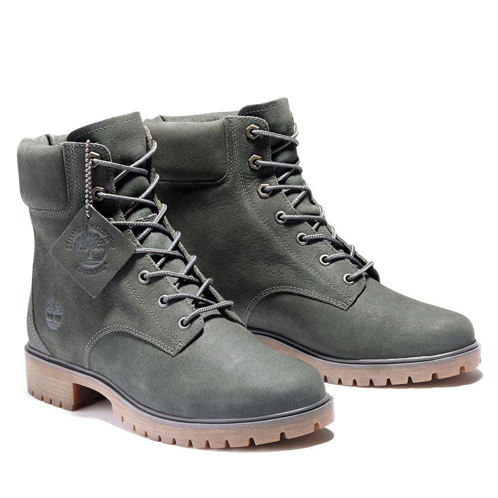 Bocanci 6-Inch Timberland Dama Gri Inchis - Jayne Waterproof Piele - Romania - YJBGQA139